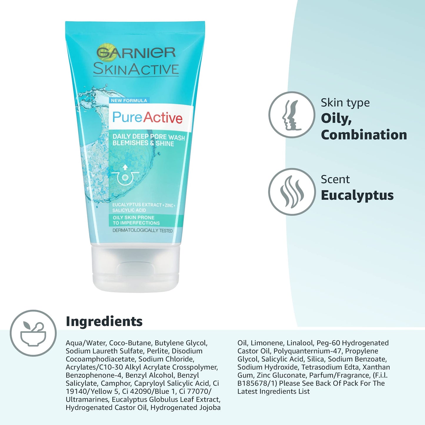 Garnier Pure Active Anti-Blackhead Deep Pore Face Wash Oily Skin 150Ml