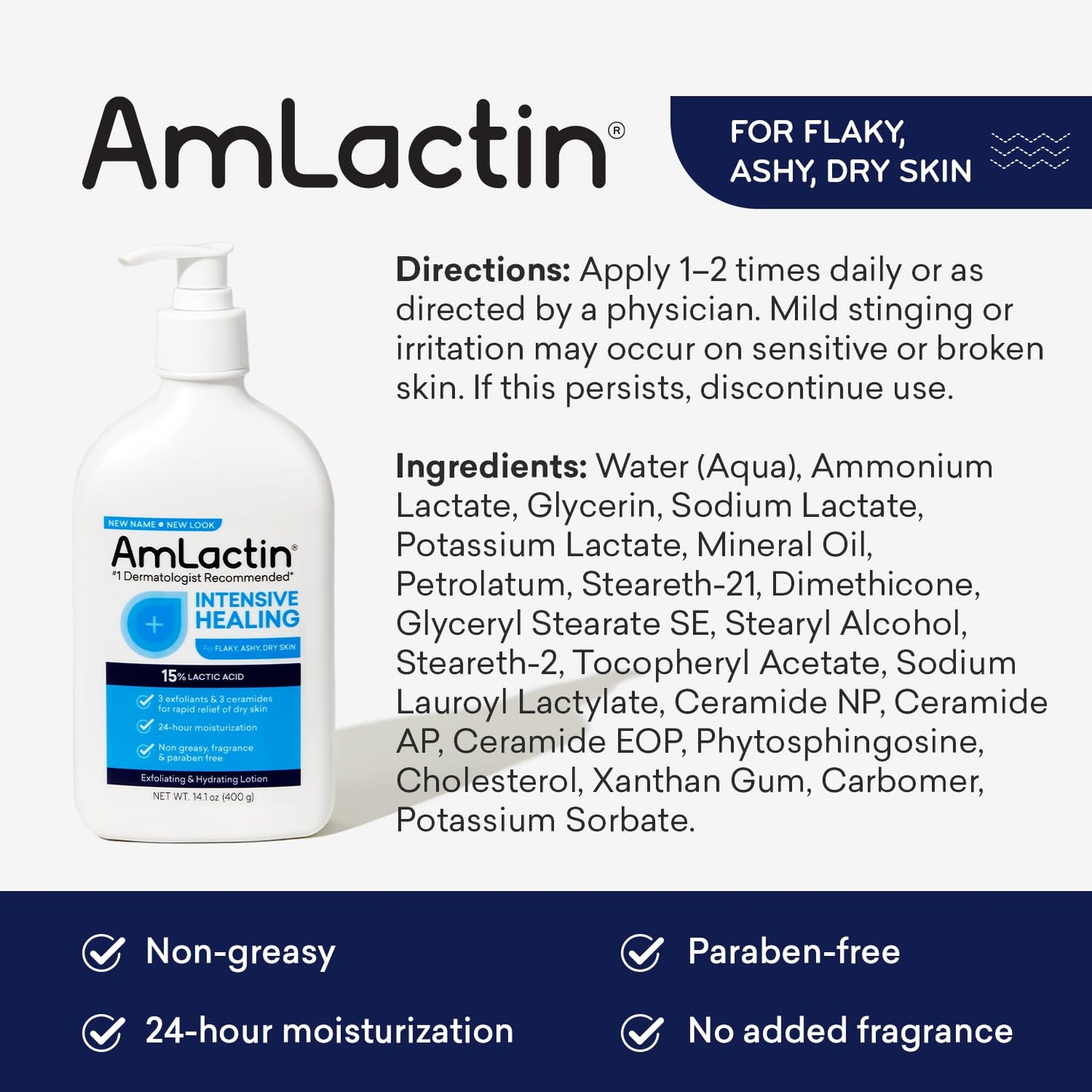 Amlactin Intensive Healing Body Lotion For Dry Skin 15% Lactic Acid 400G