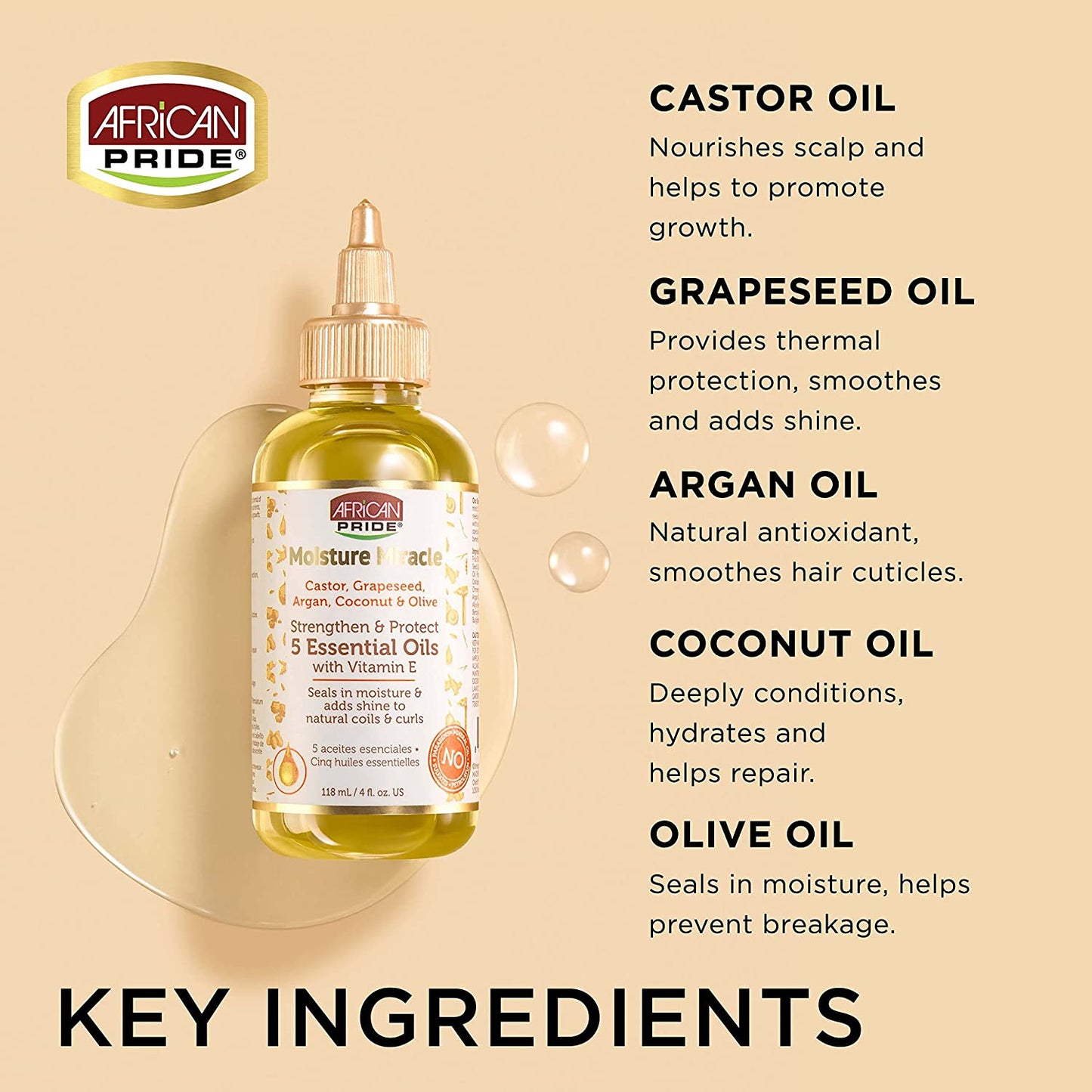 African Pride Moisture Miracle Strengthen & Protect 5
Essential Oils 118Ml