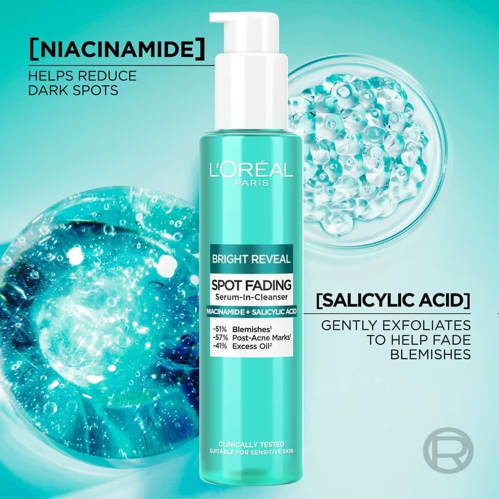 Loreal Paris Bright Reveal Spot Fading Serum In
Cleanser Niacinamide And Salicylic Acid 150Ml