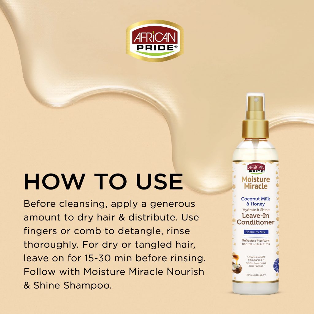 African Pride Miracle Moisture Coconut Milk & Honey
Leave In Conditioner 237Ml