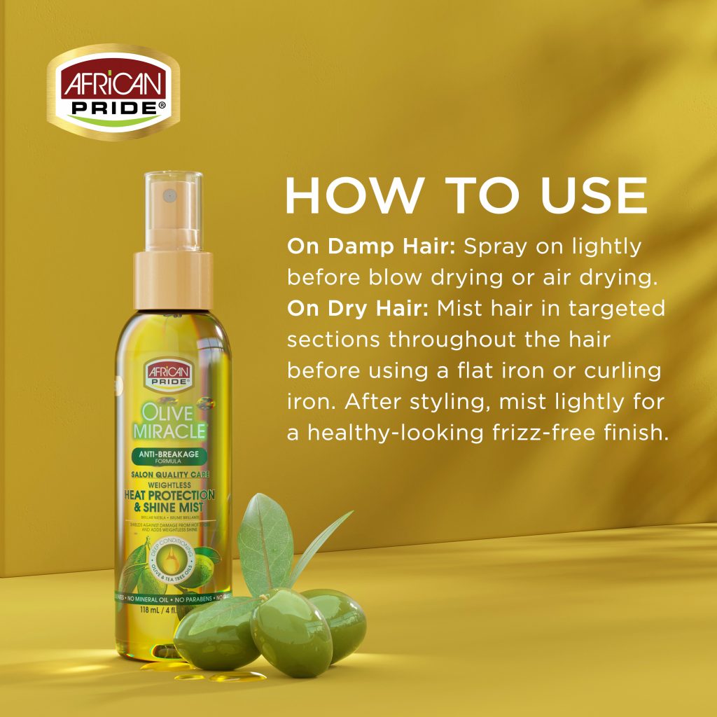 African Pride Olive Miracle Heat Protectant & Shine Mist 118Ml