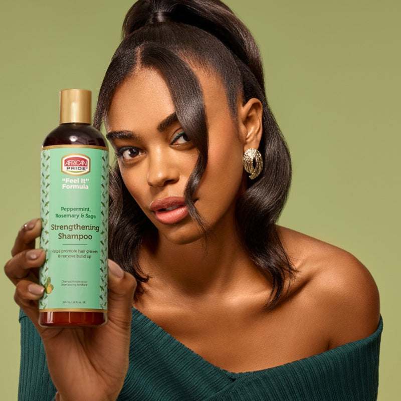 African Pride Feel It Formula Peppermint , Rosemary & Sage Strengthening Shampoo