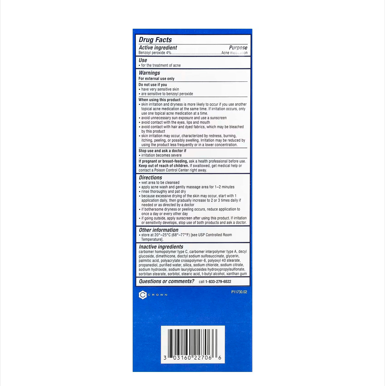 PanOxyl Acne Creamy Wash, Benzoyl Peroxide 4% Daily Control