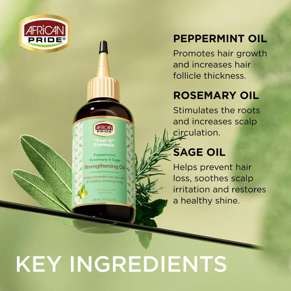 African Pride Feel It Formula Peppermint , Rosemary & Sage Strengthening Oil