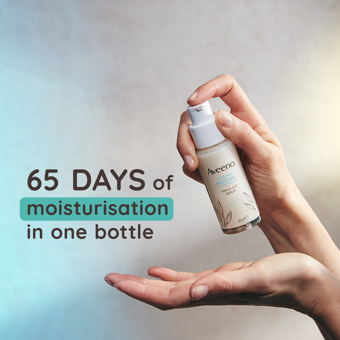 Aveeno Calm+Restore Triple Oat Serum, 24-Hour Moisturisation
With Triple Oat Complex And Calming Feverfew 30Ml