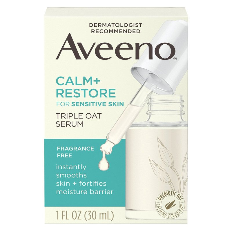 Aveeno Calm+Restore Triple Oat Serum, 24-Hour Moisturisation
With Triple Oat Complex And Calming Feverfew 30Ml
