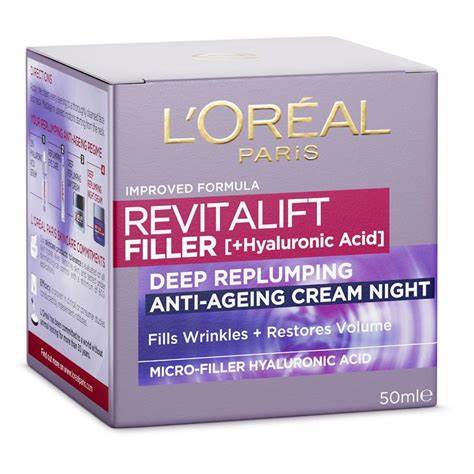 Loreal Paris Revitalift Filler Hyaluronic Acid Deep Replumping Anti Ageing Night Cream 50Ml