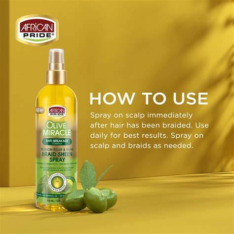African Pride Olive Miracle Braid Sheen Spray 355Ml