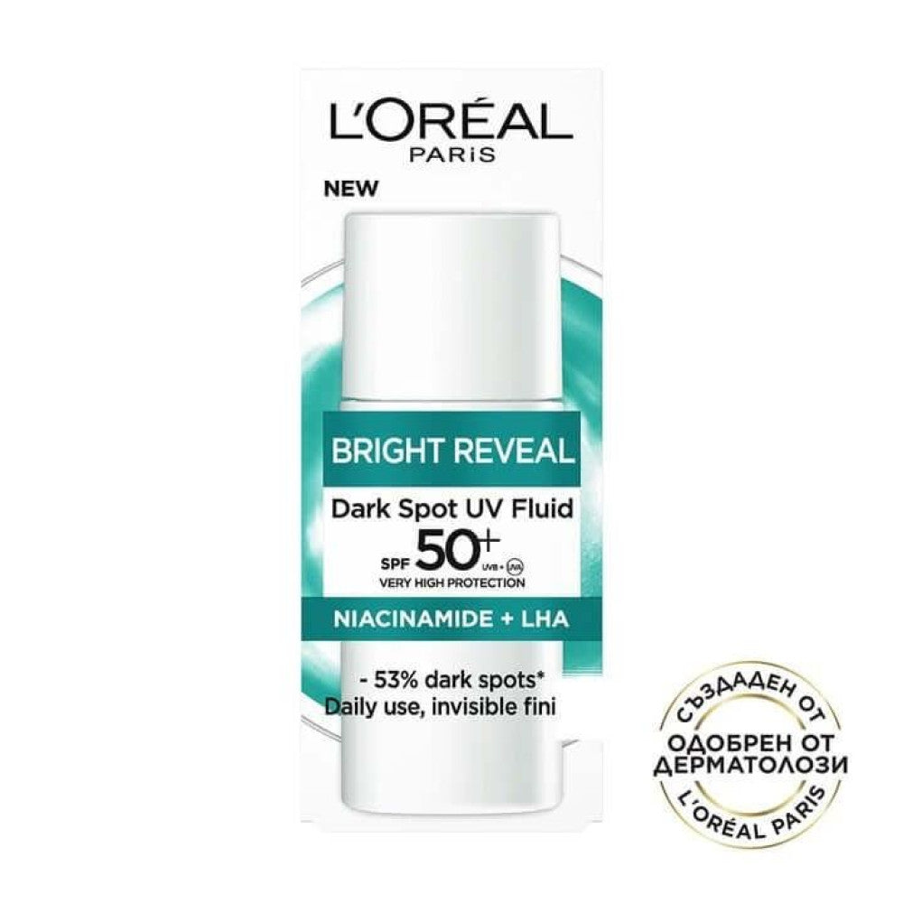 Loreal Paris Bright Reveal Dark Spot Uv Fluid Spf 50+ Niacinamide 50Ml