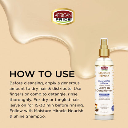 African Pride Miracle Moisture Coconut Milk & Honey
  Leave In Conditioner 237Ml