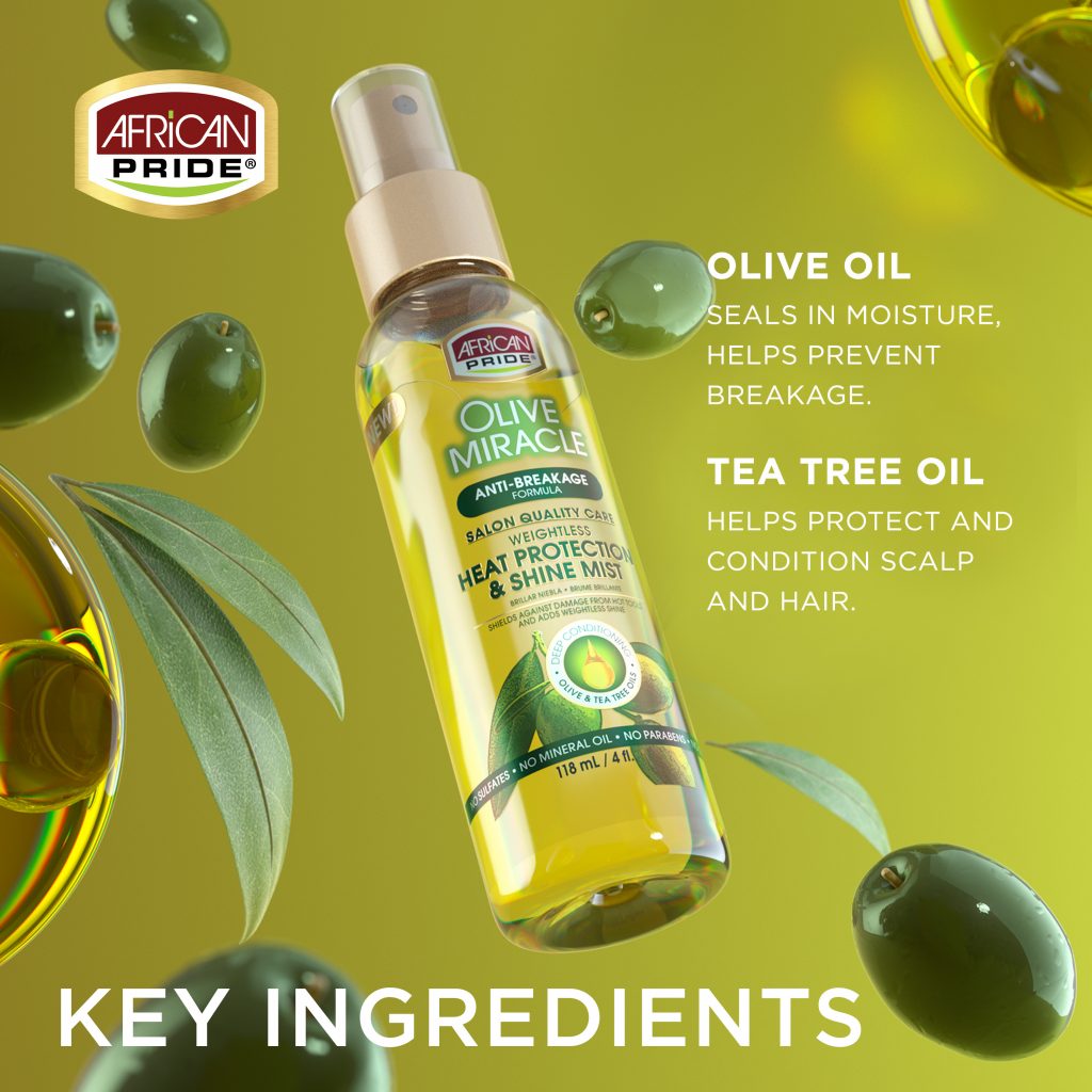 African Pride Olive Miracle Heat Protectant & Shine Mist 118Ml