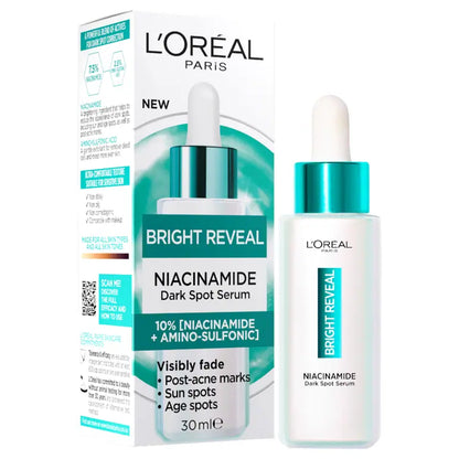 Loreal Paris Bright Reveal Niacinamide Dark Spot Serum 10% Niacinamide+ Amino-Sulfonic Acid 30Ml