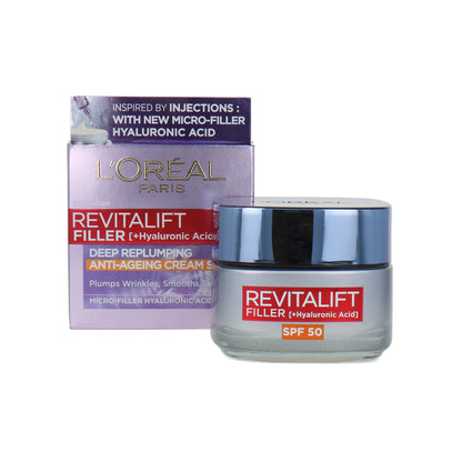 Loreal Revitalift Filler +Hyaluronic Acid 
 Deep Replumping Anti-Ageing Cream Spf 50